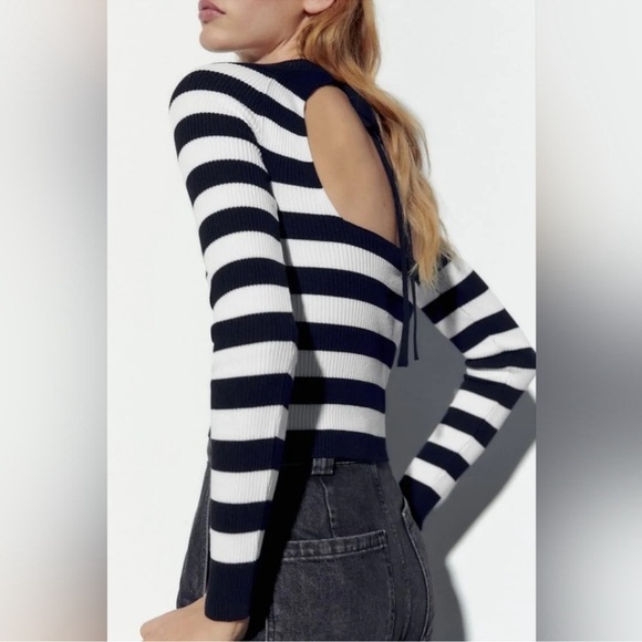 NWT Zara Cut Out Open Back Top Size L - Picture 3 of 7